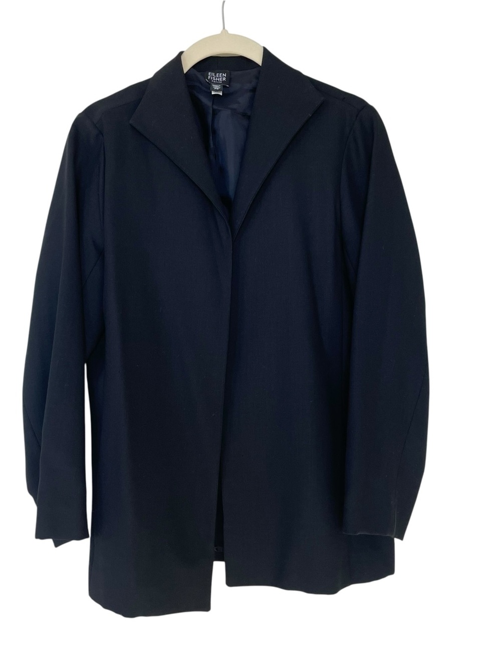 Eileen Fisher Black Long Jacket Blazer Open Front